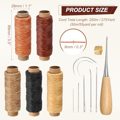 Hilo encerado para coser 275 yardas 0.8 mm miniatura 2