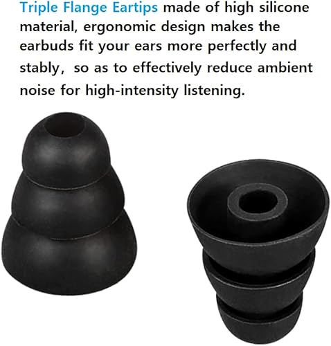 Miniatura 5 de Puntas de silicona de repuesto para auriculares de triple brida, 9 pares de puntas cónicas compatibles con Sony Senso BeatsX Otium y otros orificios