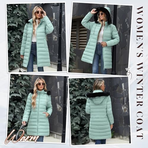 Yusongirl Womens Long Puffer Jacket Thickened Warm Down Winter Coat Waterproof Removable Hooded Fleece Lined Puffer Coat2