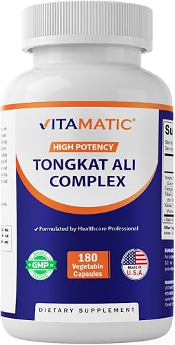 Vitamatic Extracto de Tongkat Ali 200: 1 extracto para hombres (Longjack) Eurycoma Longifolia – 1800 mg por porción – Hecho con extracto Fadogia