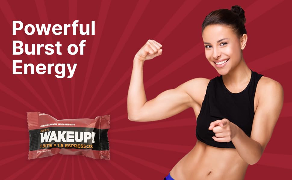 Image of WAKE UP! Caffeinated Protein Bites - VALUE PACK - 6 Cartons (48 Bites) 3 Caramel & 3 Cinnamon Crunch Proprietary Blend with 175mg Caffeine (1 Bite = 1.5 Espressos) Boosts Focus & Clarity - Gluten-Free, Vegetarian, Kosher