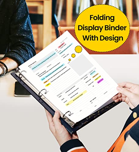 3 Ring Binder 1 Inch, Sunee Pretty Binder With 2 Pockets, Decorative Three Ring Binder (Gold Rose On Blue Design) Heavy Duty (Fit 8.5X11 Inches) For School Supplies, Office Binder Supplies #TOP3