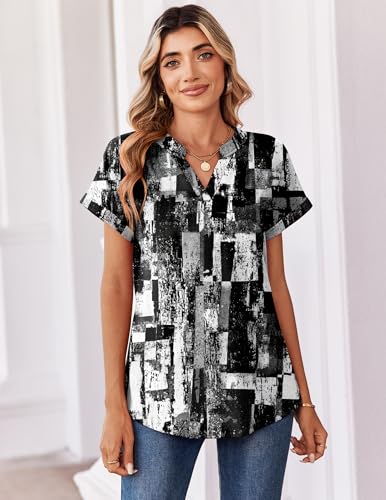 Image of Zeagoo Womens Tops Short Sleeve Summer V Neck Shirts Work Blouses Business Outfits Fashion Clothing