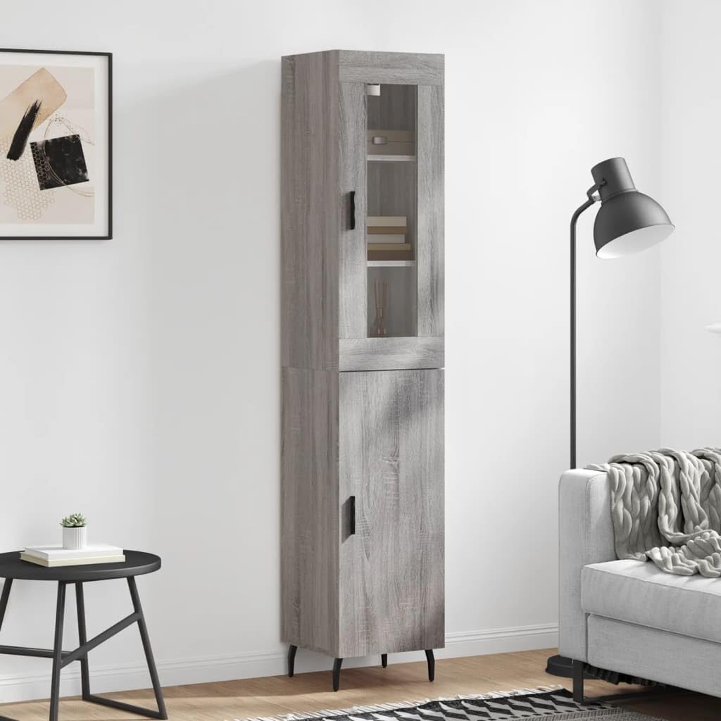 Meuble de rangement cuisine gris bois d'ingénierie buffet salon