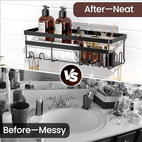 Image of Boniry Bathroom Shelf for Wall 2 Pack - Adhesive Hanging Shower Caddy - Bathroom Organizers and Storage, No Drilling Stainless Steel Shelves for Home Decor, Bathroom Accessories