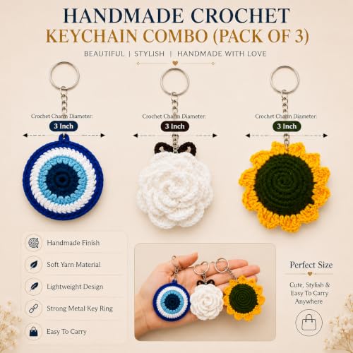Image of Handmade Crochet Keychain Flower Design