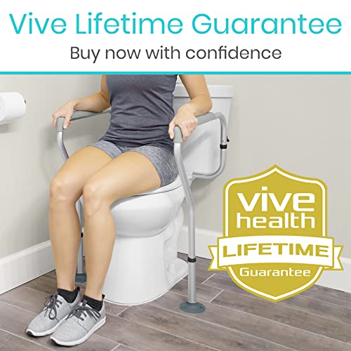 Vive Toilet Rail - Bathroom Safety Frame - Medical Railing Helper For Elderly, Handicap, Disabled, Seniors - Bariatric Assist Handrail Grab Bar - Adjustable Height, Padded Arms Fit Most Toilets #TOP7