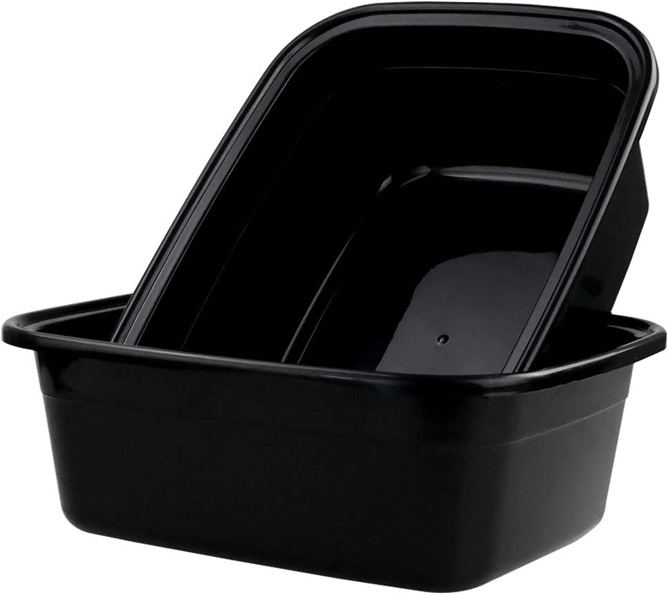 – Rectangle Plastic Washing Up Bowls,16 L Black Basins, 2-Pack