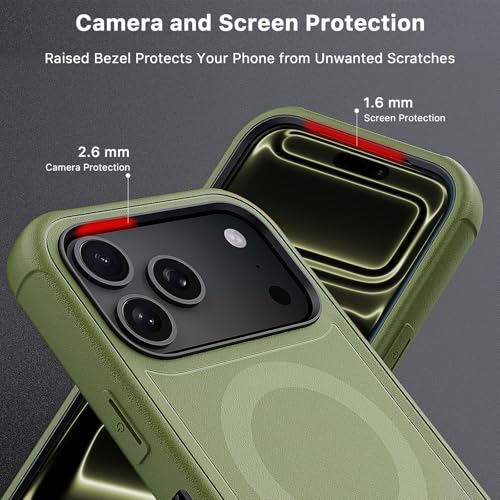 Image of M MYBAT PRO for iPhone 17 Pro Case with Belt Clip Holster,[Compatible with Magsafe] w /Screen Protector,Anti-Drop,Shockproof,w 360Rotating Kickstand,Heavy Duty Protection (Army Green)