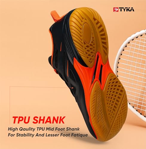 Image of TYKA Court Lite Lightweight Badminton Shoes for Men - Indoor Court Shoes with Superior Grip & Comfort Neon