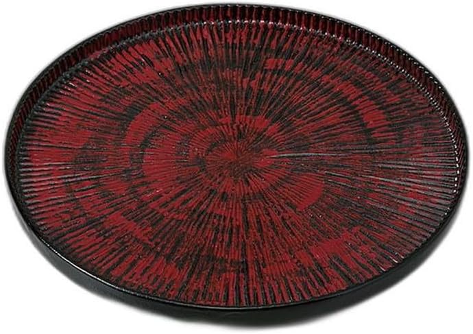 Black Yuzu Red Brush Brush 6.0 Plates, 7.4 x 7.4 x 0.6 inches (18.8 x 18.8 x 1.5 cm) | Appetizer Plate, Setomonohonpo