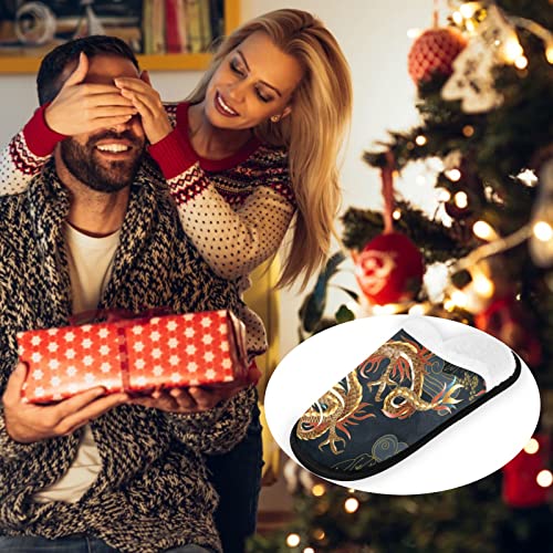 visesunny Chinese Traditional Dragon Cozy Fuzzy Mens Womens Memory Foam House Slippers Plush Fleece Indoor Outdoor Slipper2