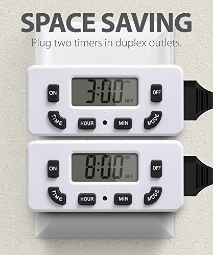 Fosmon C-10749US 24 Hour Programmable Digital Timer Outlet (2 Pack), On/Off Program, Lcd Display, Mini Indoor Single Plug-In, 125V 15A For Seasonal Light thumb #4