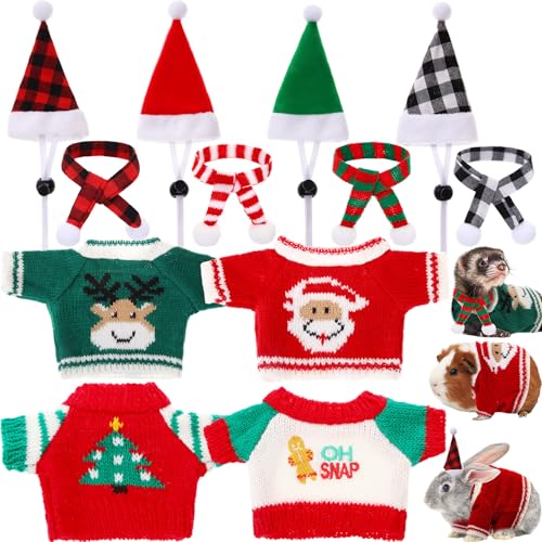 4 Pares Disfraz Navidad Para Cobaya Pequeña con Bufanda
