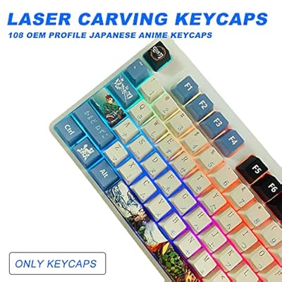 Japanese Anime Demon Slayer Keycaps 108 PBT Dye Sublimation OEM Profile for Cherry Mx Gateron Kailh Switch Mechanical Keyboard Colorful (Only keycaps)
