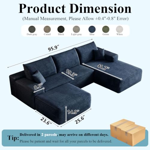 Image of Boneless Cloud Sectional Couch Modular Sofa with Ottoman for Living Room