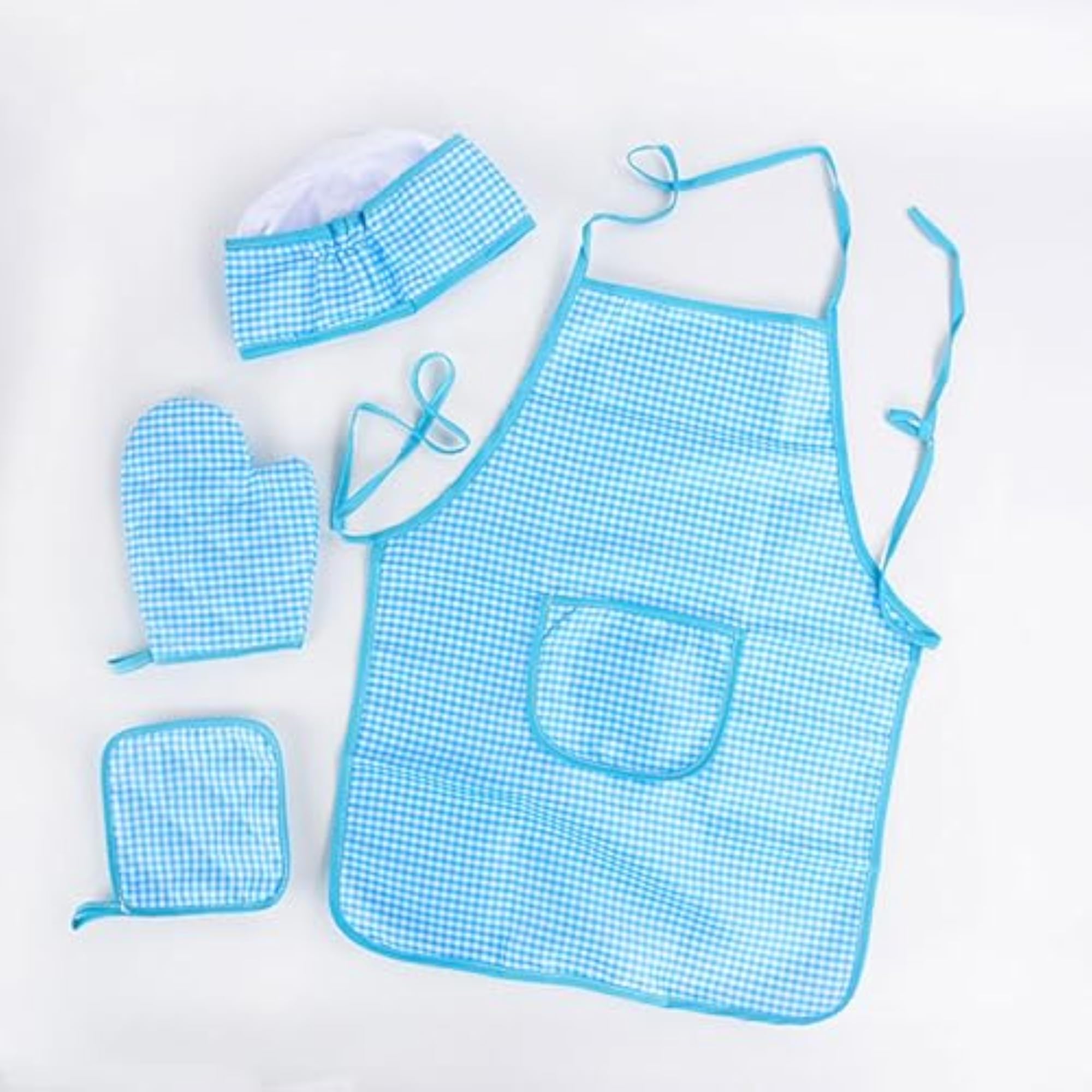 Kids Chef Costume Apron Set for Role Playing, Blue