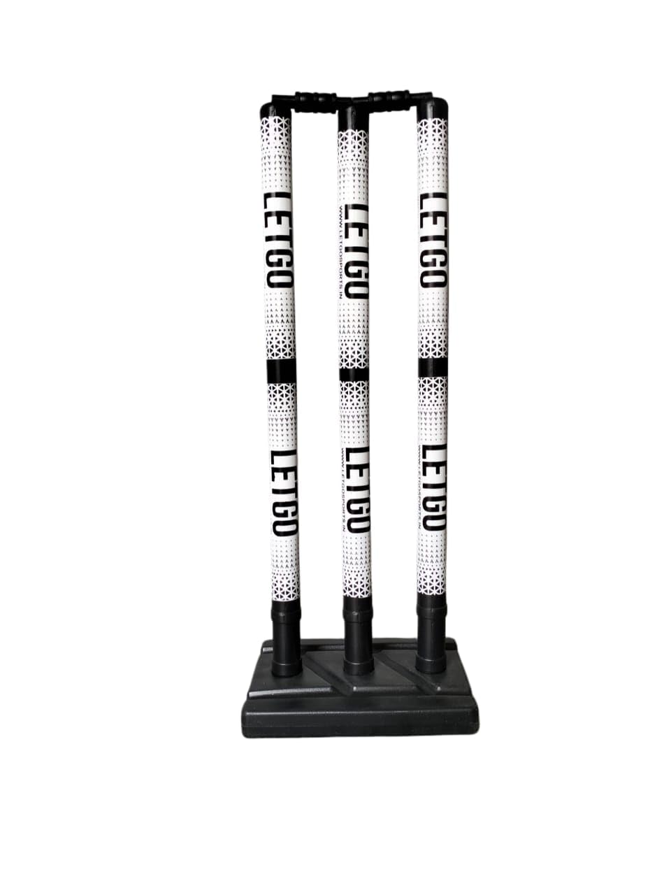 ProPlastic Cricket Stumps Set with Base, White and Black, Portable Practice Equipment-image-19