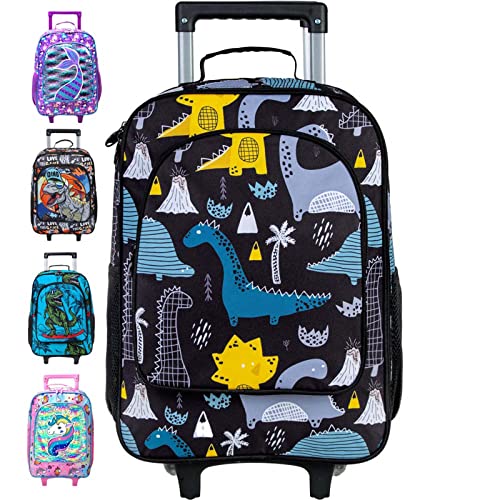 Kids Luggage with Wheels for Boys, Dinosaur Rolling Suitcase for Toddler Children