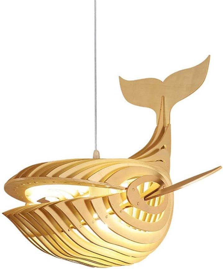 Suspension en bois en forme de baleine pour îlot de cuisine
