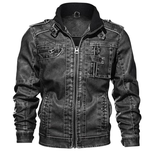 Men’s PU Leather Motorcycle Jacket Windproof Winter Casual Outerwear Stylish and Versatile Biker Coat2