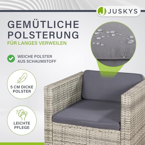 ArtLife Polyrattan Lounge Punta Cana L grau-meliert – Gartenlounge für 4-5 Personen – Gartenmöbel-Set mit Sessel, Sofa, Tisch, Hocker – Bezüge Dunkelgrau - 5