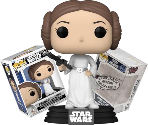 Funko Figura de Princesa Leia con moños para el pelo y Blaster #595/67535 + ToyBop Protector: Star Wars Classics Retro Pop! Figura (incluye estuche protector para pop)