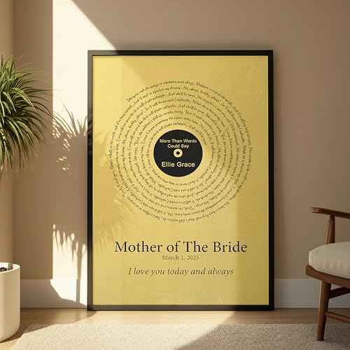 Mother of the Bride Personalized Song Lyrics Print – Custom Spiral Music Wall Art with Name & Date, Wedding Day Gift from Daughter, Elegant Keepsake for Mom, Framed or Unframed Poster -  Lampiq
