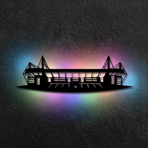 Namofactur LED Dortmund Fanartikel Geschenke - Fußball Stadion Silhouette Wanddeko - Batteriebetrieb