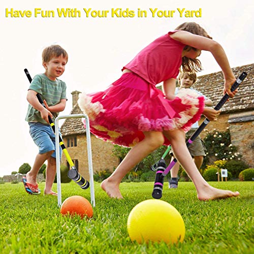 DealKits [6 Players] Croquet Set for Families with Carrying Bag for Yard Outdoor Lawn Backyard Games for Kids Adults All Ages, 35 Inches - Thumbnail 5