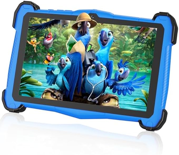 Kids Tablet, 7 inch Android 14 Tablet for Kids, 10GB+64GB (Expandable to 128GB), Octa-Core, Educational Games, Parental Control, iWawa, Wifi, 3000mAh, Pre-Installed Apps, with Shockproof Case