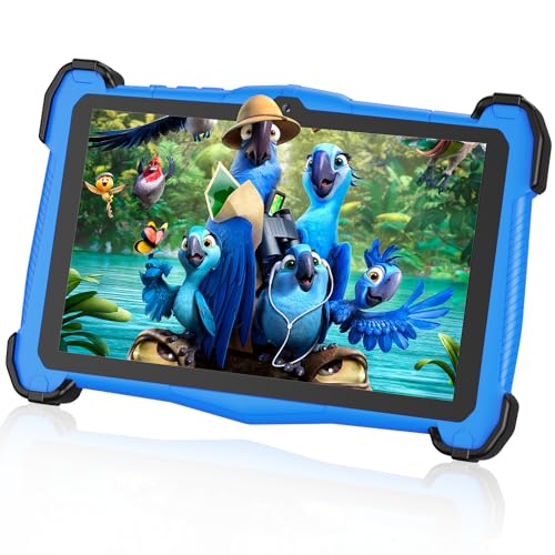 EagleSoar Kinder Tablet 10 Zoll, Android 15 mit Octa-Core-Prozessor für Kinder im Alter von 3-12 Jahren, 10GB RAM + 64GB ROM, mit Lernsoftware für Kinder und Kindersicherung (Blau)