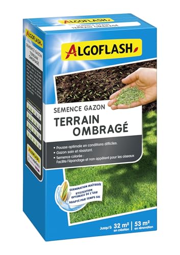Algoflash Semence Gazon Terrain Ombragé - 800 g, Verte
