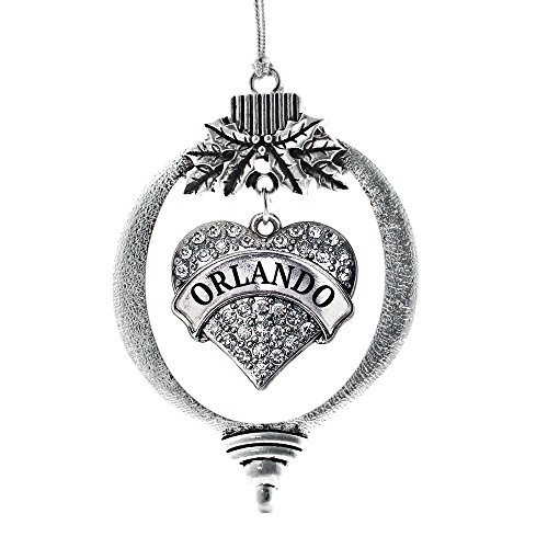 Inspired Silver - Orlando - Silver Christmas Ornament - Pave Heart Charm Chri...