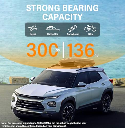 Image of 300lbs Lockable Roof Rack Cross Bars Compatible with 2021-2026 Chevrolet Chevy Trailblazer L LT ACTIV RS, Aluminum Crossbars for Rooftop Cargo Bars Luggage Kayak Canoe Bike Snowboard Racks