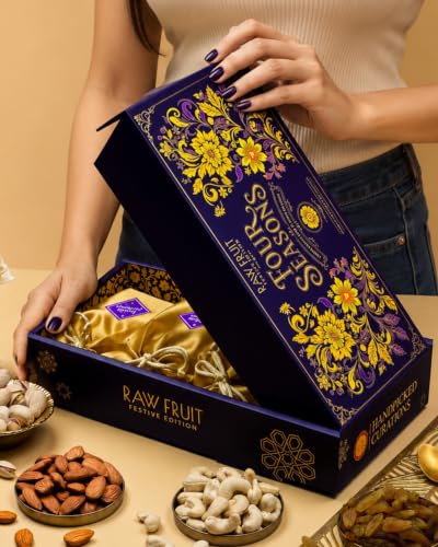 Image of Hyperfoods Rakhi For Bhaiya Bhabhi With Dry Fruits Rawfruit Four Seasons Collection 400g Rakhi Set For Brother and Bhabhi With Dryfruit Gift Hamper for Bhaiya Bhabhi