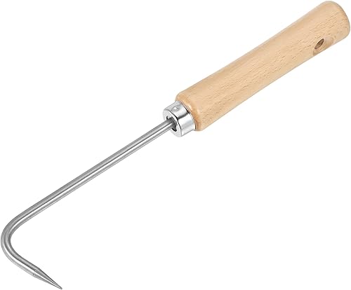 MECCANIXITY Herramienta de desmalezadora manual, herramientas de deshierbe de jardín multiuso con mango de madera, cabeza de acero revestido para