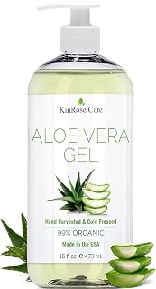 KinRose Care, 16oz Aloe Vera Gel for Face, Skin, Hair & Sunburn Relief - From Pure Organic Aloe Vera - Cold Pressed, Vegan, Unscented - Made in USA. - Amazon product rated Grade A