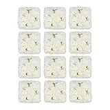 PERFERATE 12Pcs Flower Wall Panel Set 15x15 Inch Artificial Silk Flower Wall Backdrop 3D Rose Hydrangea Floral Mat Wedding Backdrop Wall, Photo Background, Home Party (White, 15 × 15')