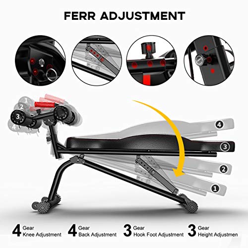Yoleo Sit Up Bench, Adjustable Weight Bench, Full Body Workout Fitness Exercise Bench, Foldable Flat/Incline/Decline AB Bench for Home Gym