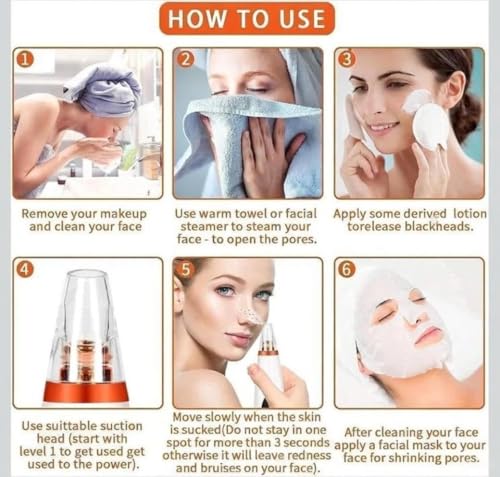 Image of 6 in 1 Multi-function Blackhead Remover Tools | Electric Derma suction Machine | USB Rechargeable Acne Pimple Pore Cleaner Vacuum tool - Facial Cleanser Device for Nose & Skin Care(6 in 1 WHITE)