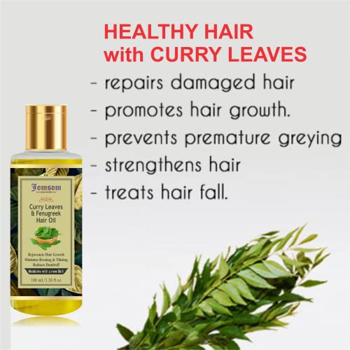 Image of Herbal Curry Leaves Hair Oil With Onion, Fenugreek, Almond & Basil Extracts. 100Ml