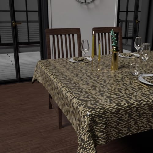Soleil d'ocre, Nappe impriméé Anti-tâches carrée 180X180 cm Gold Noir