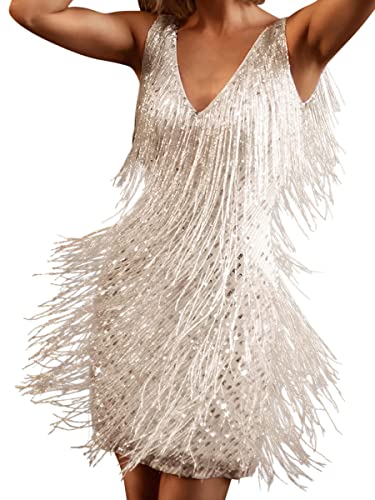 Robe de danse à paillettes frangée sans manches pour samba et ballroom