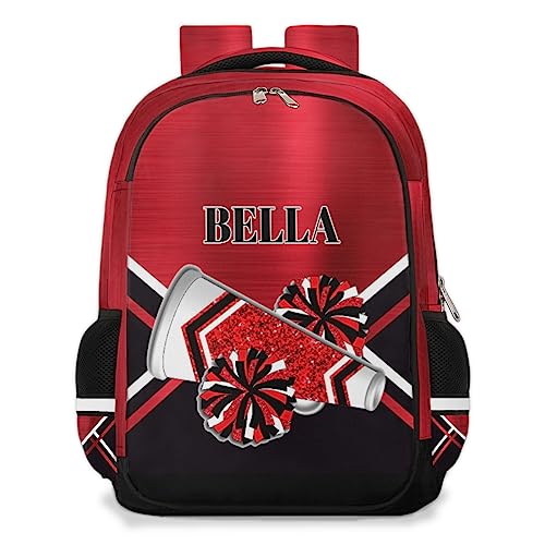 Personalized Kids Backpack Custom Backpack Schoolbag Children Bookbag for Boys & Girls Glitter Red Cheer