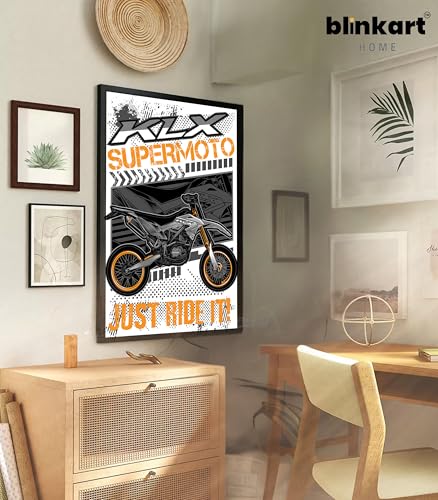 Image of BLINKART Kawasaki KLX CarFramed Posters Gift Items Boys Room Wall Decoration Bedroom Office Studio Synthetic Wood Frame & Acrylic Glass Ready to Hang - 18x12 Inch, (A4 Size) - CAR-142