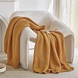 Longhui bedding Chunky Cable Knit Throw Blanket for Couch Sofa Bed Fall Lightweight Soft Cozy Throw Blanket Decorative 51' x 63' Housewarming Gift (Burnt Orange) Give Laundering Bag