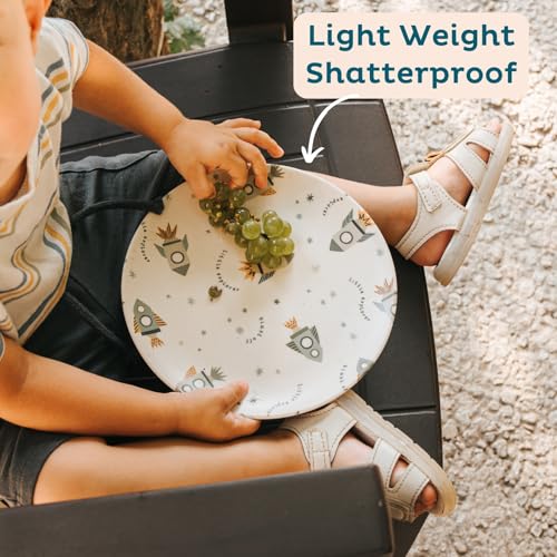 Nook Theory 4 Pack Reusable Bamboo Plates - Non-Toxic Toddler and Kids Plate, Dishwasher Safe, Not Microwavable Dinnerware (Terrayellow 10") by Nook Theory - Used condition - Image 6