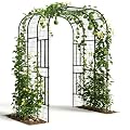 Metal Garden Arch Trellis, 7.3FT Extra Tall Polyethylene-Coated Steel Garden Trellis for Climbing Plants, Vegetables, Flowers, Outdoor Pergola Arbor Wedding Party