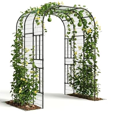 Metal Garden Arch Trellis, 7.3FT Extra Tall Polyethylene-Coated Steel Garden Trellis for Climbing Plants, Vegetables, Flowers, Outdoor Pergola Arbor Wedding Party